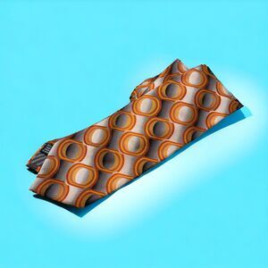 Men's Stefano Conti Red Orange Gray 100% Silk Tie Necktie